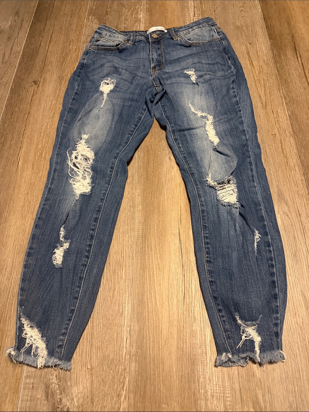 KanCan Women's Distressed Jeans - Medium Blue